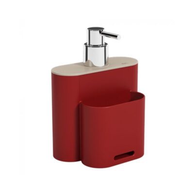 DISPENSADOR DE JABON PLASTICO 500ML ROJO + GRAY