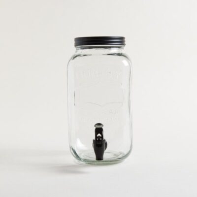 DISPENSER DE VIDRIO C/ TAPA Y CANILLA NEGRAS QUALITY